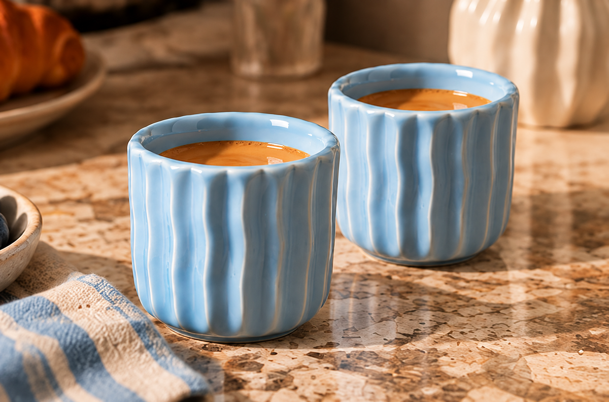 SERVED. Espresso Moments Lichtblauw – lookbookfoto