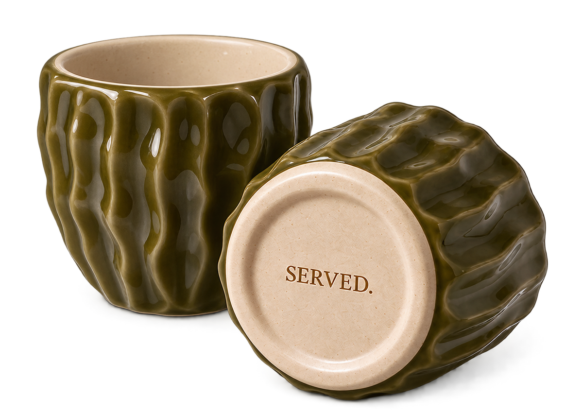 SERVED. Espresso Moments Olijfgroen – close-up