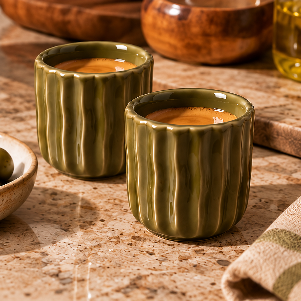 SERVED. Espresso Moments Olijfgroen – lookbookfoto