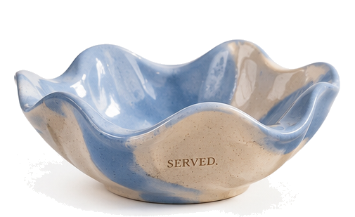 SERVED. keramische fruitschaal lichtblauw – transparante productfoto
