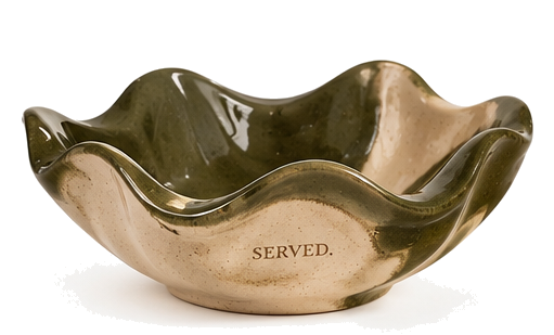SERVED. keramische fruitschaal olijfgroen – transparante productfoto