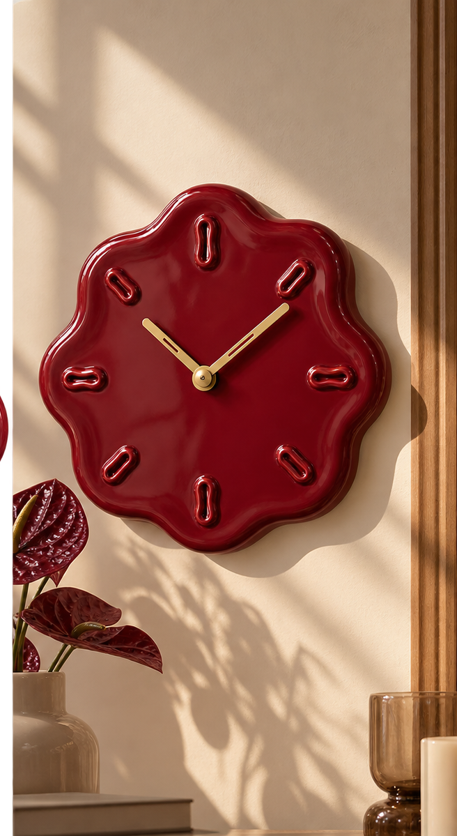 SERVED. design wandklok Burgundy – aan de muur