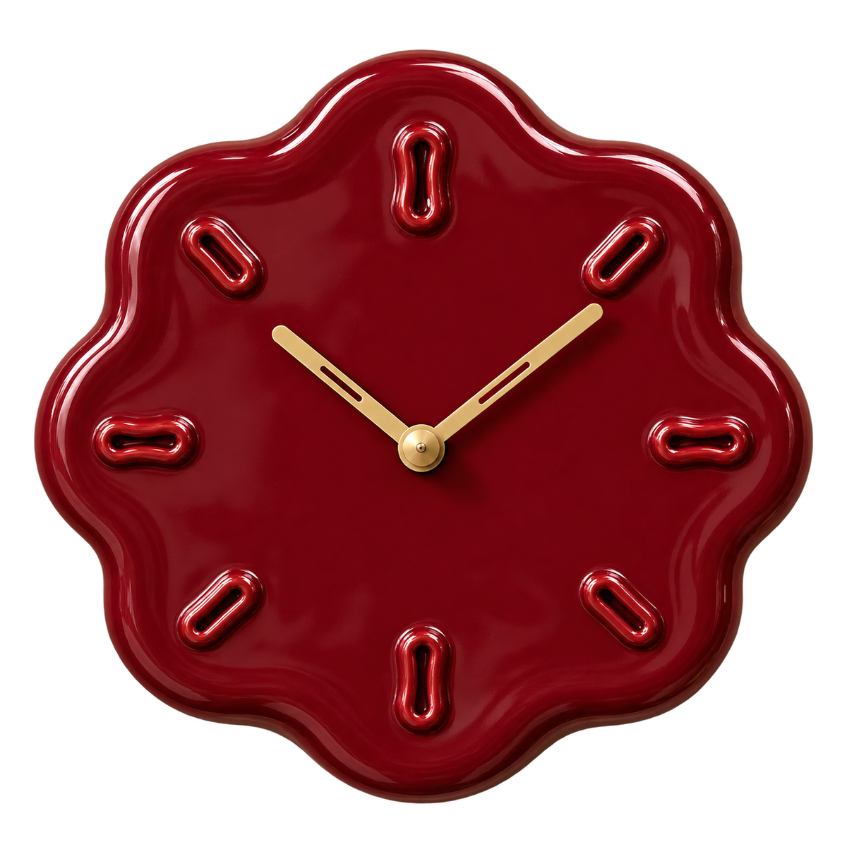 SERVED. design wandklok Burgundy – voorkant transparant