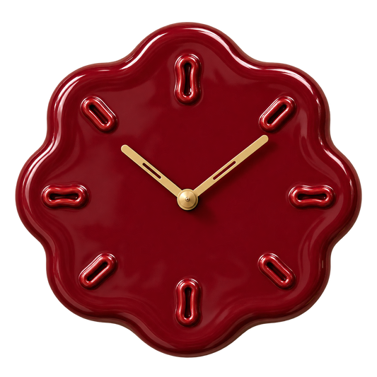 SERVED. design wandklok Burgundy – voorkant transparant