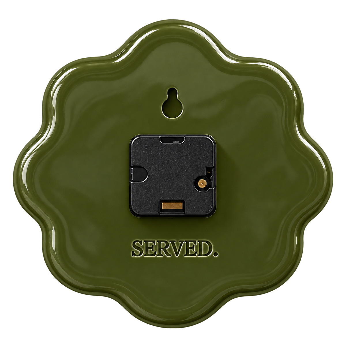 SERVED. Sculpted Time Olijfgroen – achterkant